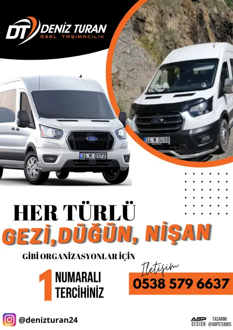 Deniz Turan özel taşımacılık hizmet afişi