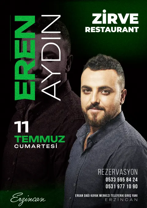Eren Aydın Zirve Restaurant Erzincan konser afişi