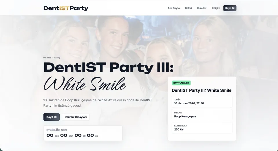 Smile Society dentIST Party III etkinlik web sitesi