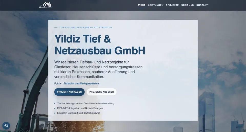 Yıldız Tief ve Netzausbau Almanca kurumsal web sitesi